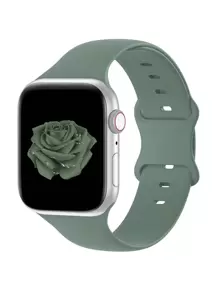 1 条时尚纯色硅胶表带兼容 Apple Watch 38mm 40mm 41mm 45mm 44mm 42mm 49mm，柔软透气腕带替换件兼容 Apple Watch Ultra 系列 S10/9/SE/8/7/6/5/4/3/2/1 智能手表配件 - 綠色 - 查看 2