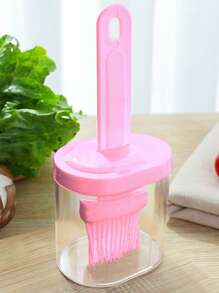 1 pieza de plástico Botella de aceite con simple Dispensador de contenedores de medición de aceite para cocina - Rosa - Ver 1