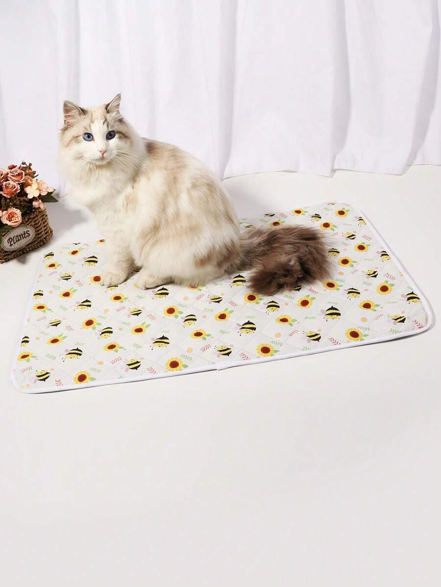 1 cái Bee Print Pet Crate Mat Cho Chó Và Mèo Ngủ - Màu be - Xem 1