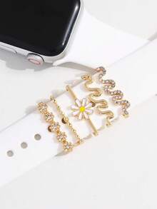 5 chiếc Nhẫn trang trí bằng kim cương giả & hoa bằng thép không gỉ Vòng trang trí làm quà tặng cho học sinh đi học trở lại - Vàng - Xem 3