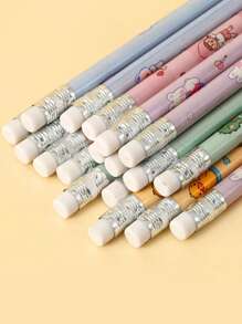 10 piezas Lápiz de madera con dibujos animados con patrón de conejo dulce multipropósito para pintura - Morado - Ver 3
