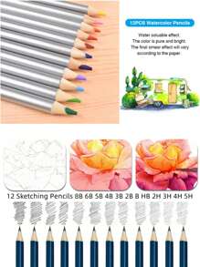 72 chiếc Bút chì màu Bộ bút chì than, Bút chì màu đa năng chuyên nghiệp để vẽ - Nhiều màu - Xem 6