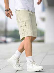 Manfinity Hypemode Men Cotton Flap Pocket Side Drawstring Waist Cargo Denim Shorts - Mint Green - View 7