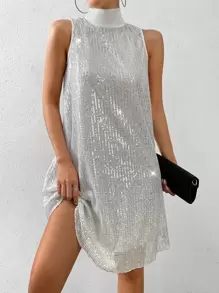 Zolique 高領亮片洋裝