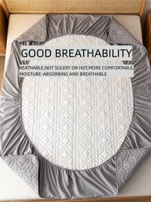 1PC Polyester Chần Gòn Chống Thấm Nước Đệm Lót Giường Chống Mite Tấm Bọc Nệm Có Dây Co Giãn (Không Bao Gồm Vỏ Gối) - Xám - Xem 6