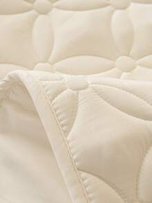 1pc Solid Color Fitted Sheet, Minimalist Composite Fabric Fitted Sheet For Home - Beige - View 3