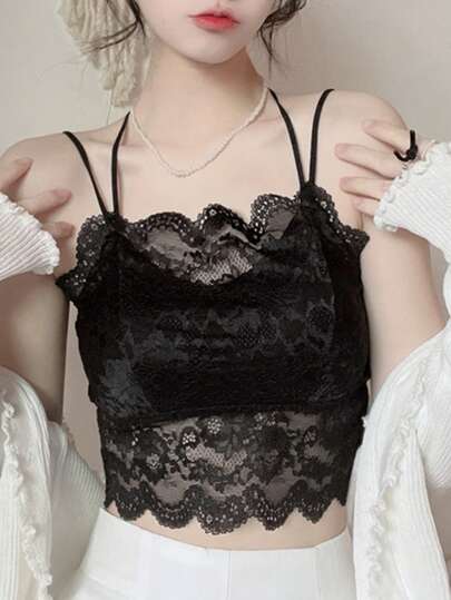 Women's Lace Fashionable Cropped Slim Fit Camisole