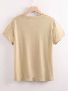 SHEIN LUNE Floral Print Tee - Khaki - View 2