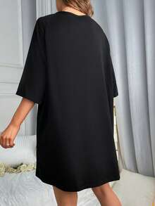 Váy ngủ & áo ngủ Nữ Lá thư - màu đen - Xem 2