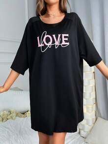 Váy ngủ & áo ngủ Nữ Lá thư - màu đen - Xem 4