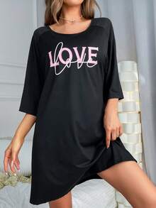 Váy ngủ & áo ngủ Nữ Lá thư - màu đen - Xem 6