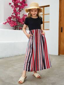 Tween Girl Striped Print Smock Dress - Multicolor - View 4