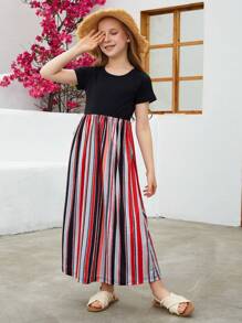 Tween Girl Striped Print Smock Dress - Multicolor - View 6