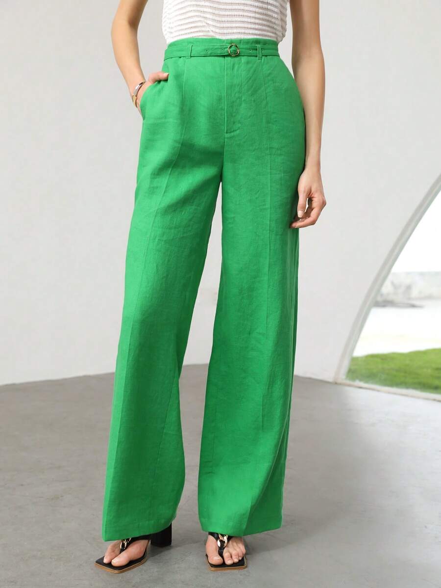 MOTF PREMIUM 純亞麻束腰正裝褲