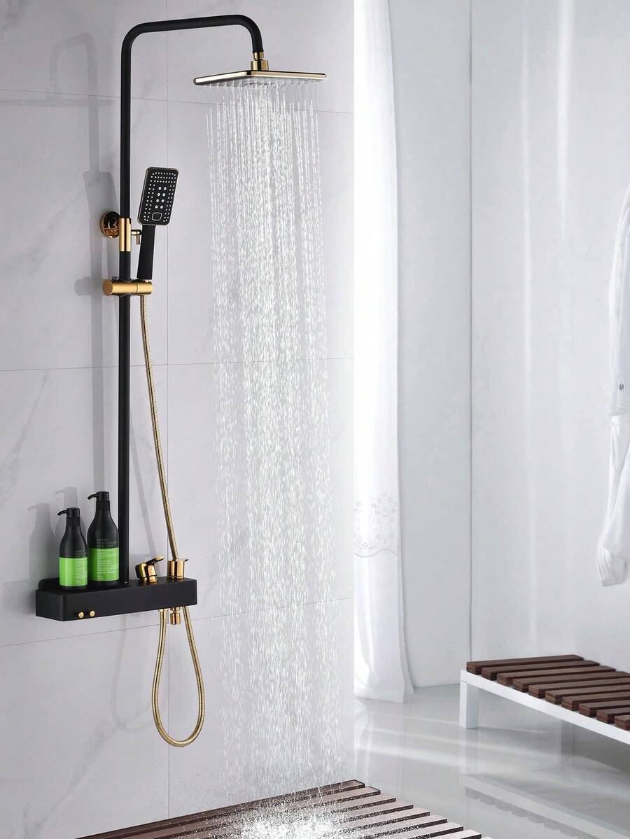 1pc ABS Showerhead, Modern Handheld Shower Sprinkler For Bathroom - Black - View 1