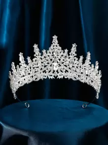 1件装奢华新娘优雅皇冠，优雅公主头饰发箍，欧美风女士舞会、生日派对、成人婚礼摄影，合金水钻新娘皇冠，活动装饰配件，婚礼装饰角色扮演配件，道具及服装情人节配件 - 銀色 - 查看 1