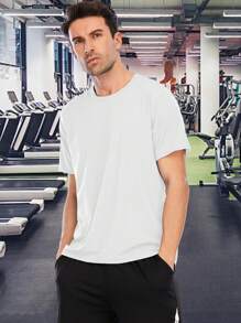 Hombres Camiseta deportiva unicolor - Blanco - Ver 1