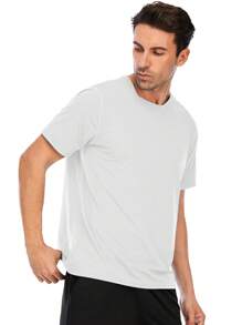 Hombres Camiseta deportiva unicolor - Blanco - Ver 2