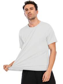 Hombres Camiseta deportiva unicolor - Blanco - Ver 3