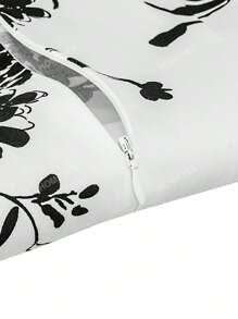 HOMEYEE Floral Print Hidden Pocket Dress