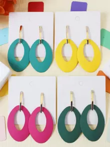 8入組/套橢圓形耳墜 - 彩色 - 查看 1