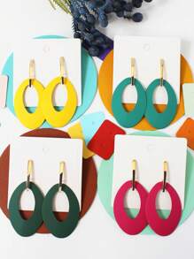 8入組/套橢圓形耳墜 - 彩色 - 查看 4