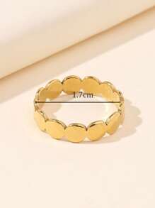 1入組極簡素色戒指金色不銹鋼女士戒指 - 金黃色 - 查看 3