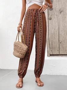 Breezaya Allover Print Slant Pocket Pants