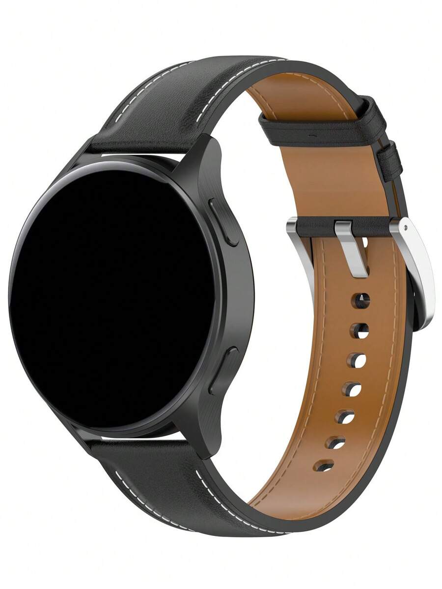 Dây đeo cổ tay chạm khắc bằng da cao cấp Tương thích với đồng hồ thông minh Samsung Galaxy Watch5/5 Pro/4/3/Gear S3 (Chỉ có dây đeo, không bao gồm đồng hồ) - màu đen - Xem 1