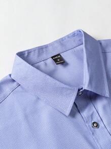 Manfinity Mode Áo sơ mi Nam Nút phía trước màu trơn Công việc - Màu xanh lam - Xem 3