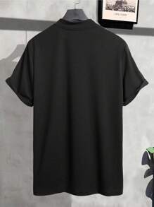 Manfinity Homme Men Plus Letter Graphic Drop Shoulder Tee - Black - View 2