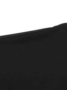 Manfinity Homme Men Plus Letter Graphic Drop Shoulder Tee - Black - View 4