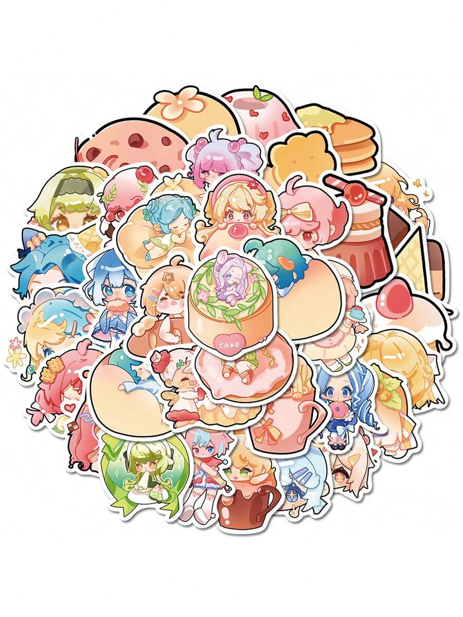 40 cái Hình Hoạt Hình & Hình Bánh Các Loại Nhãn Dán, Nhãn Dán Đa Năng Dễ Thương Cho Thủ Công DIY, Trang Trí, Tài Khoản Cầm Tay - Nhiều màu - Xem 1