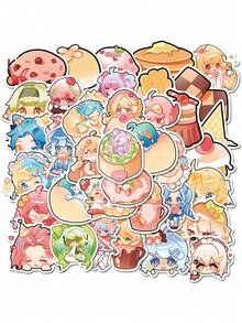 40 cái Hình Hoạt Hình & Hình Bánh Các Loại Nhãn Dán, Nhãn Dán Đa Năng Dễ Thương Cho Thủ Công DIY, Trang Trí, Tài Khoản Cầm Tay - Nhiều màu - Xem 4