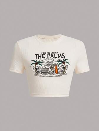 Folluther Car & Letter Graphic Crop Tee
