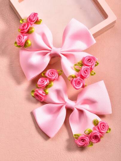 2pcs Teen Fashion Elegant 3D Bow Hairclips