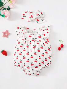 Bodysuits Em bé Xù Rau quả Tất cả trên in - trắng - Xem 1