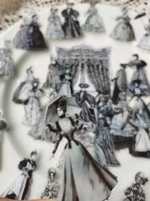 40 Con Hình Đồ Họa Các Loại Miếng Dán, Vintage Miếng Dán Đa Năng Cho Thủ Công DIY, Trang Trí, Tay Tài Khoản - Nhiều màu - Xem 3