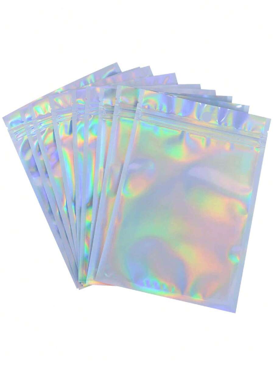 10pcs PVC Gift Bag, Minimalist Holographic Gift Bag For Home - Silver - View 1