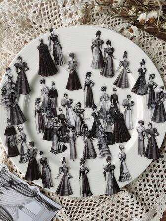 40入組人物圖形什錦貼紙復古多用途貼紙適用於DIY工藝品、裝飾品、手帳