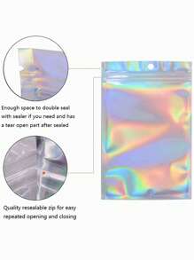 10pcs PVC Gift Bag, Minimalist Holographic Gift Bag For Home - Silver - View 4