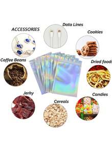 10pcs PVC Gift Bag, Minimalist Holographic Gift Bag For Home - Silver - View 5