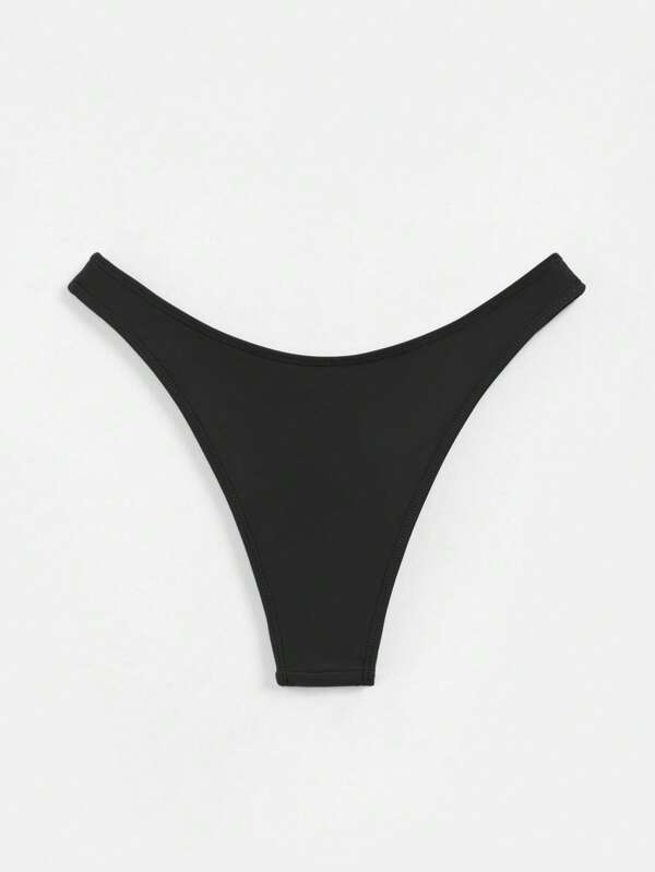 SHEIN Swim Basics Solid High Cut Bikini Bottom SHEIN USA