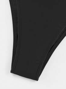 Swim SXY Summer Beach Solid High Cut Bikini Bottom - Black - View 6