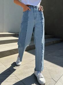 DAZY Cao eo Quần legging thẳng - Rửa nhẹ - Xem 3