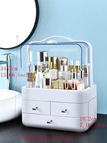 1 Hộp Đựng Đồ Trang Điểm Bằng Nhựa, Hộp Đựng Đồ Trang Điểm Nhiều Lưới Đồng Bằng Tối Giản Cho Gia Đình - trắng - Xem 2