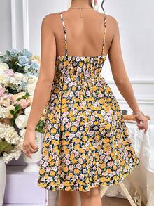 SHEIN Maternity Allover Floral Print Knot Front Cami Dress - Multicolor - View 3