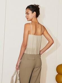 Women's Casual Solid Color Halter Neck Top, Spring/Summer - Beige - View 2