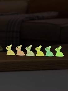 6pcs Polyresin Decoration Craft, Modern Rabbit Shaped Glow In The Dark Decoration Object For Home Best Gifts Birthday - Multicolor - View 4