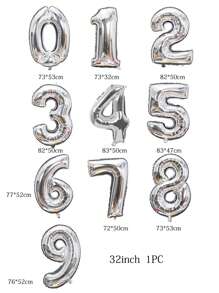1 pieza Globo decorativo moderno con diseño de letra para fiesta - Plateado - Ver 4